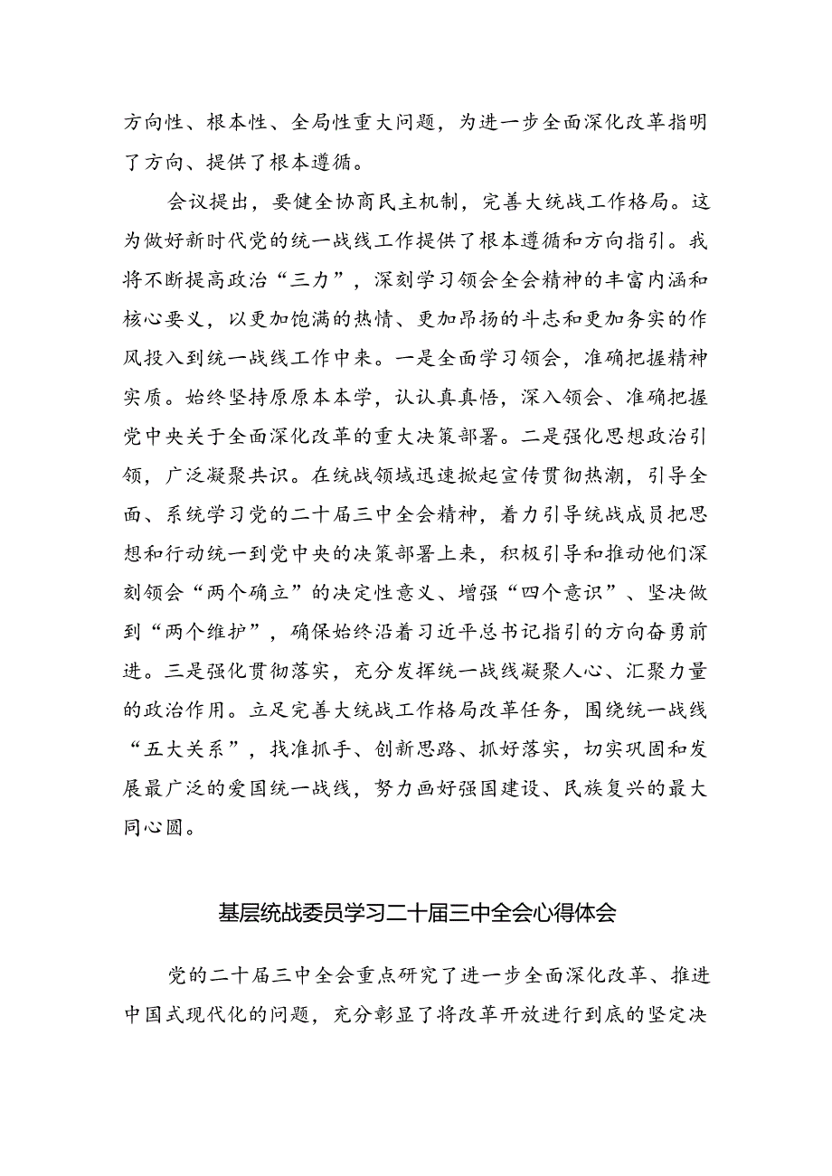 （9篇）统战干部学习党的二十三中全会精神研讨发言（最新版）.docx_第2页
