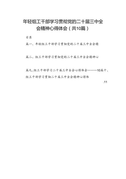 （10篇）2024年轻组工干部学习贯彻党的二十三中全会精神心得体会（最新版）.docx