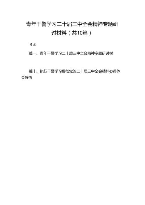（10篇）青年干警学习二十三中全会精神专题研讨材料（详细版）.docx