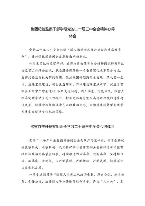 （9篇）集团纪检监察干部学习党的二十三中全会精神心得体会范文.docx