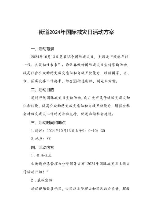 街道办事处2024年国际减灾日活动方案.docx
