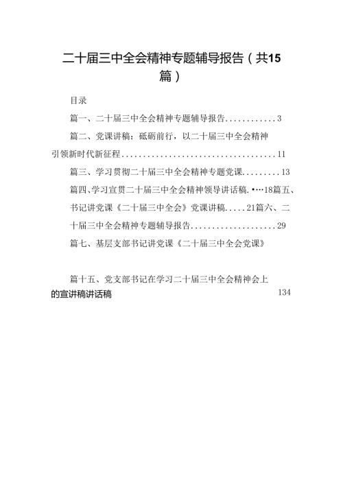 （15篇）二十三中全会精神专题辅导报告专题资料.docx