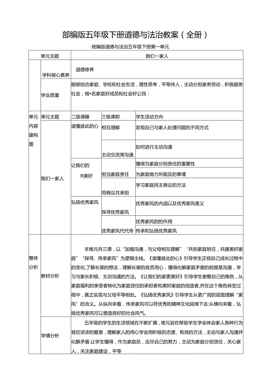 部编版五年级下册道德与法治教案（全册）.docx_第1页