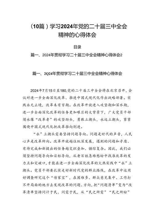 （10篇）学习2024年党的二十三中全会精神的心得体会.docx