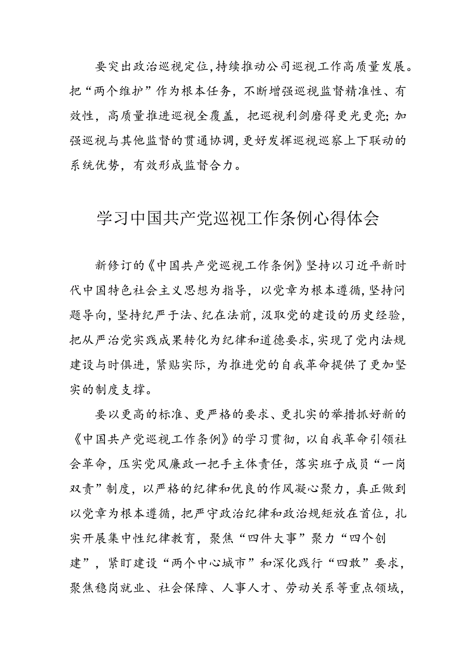 乡镇党员干部学习《中国共产党巡视工作条例》个人心得体会 （7份）.docx_第2页