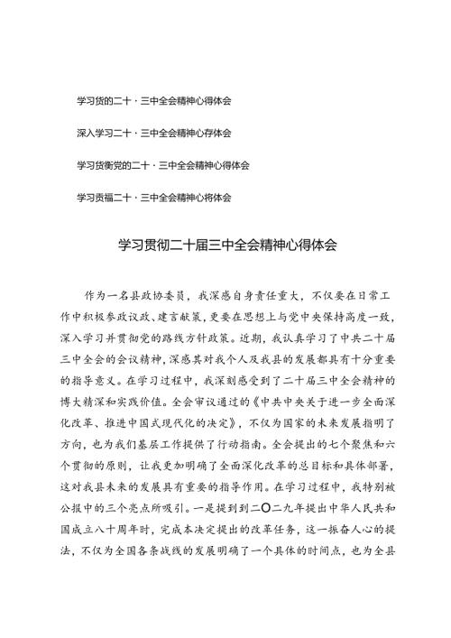 4篇 2024年党员干部学习贯彻二十三中全会精神心得体会.docx