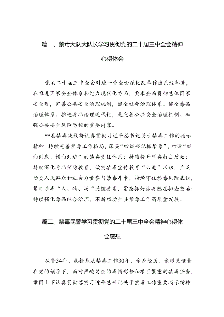 （10篇）禁毒大队大队长学习贯彻党的二十三中全会精神心得体会（精选）.docx_第2页