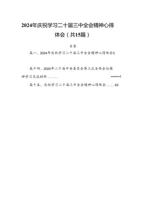 15篇2024年庆祝学习二十三中全会精神心得体会范文.docx