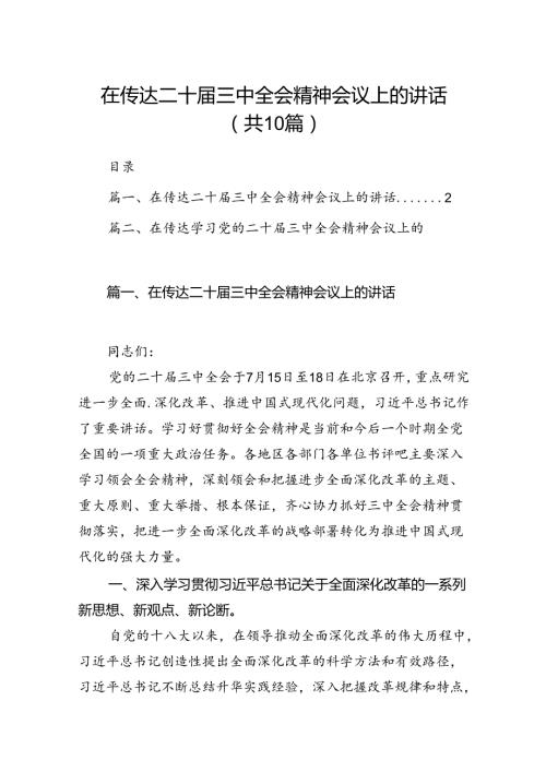 （10篇）在传达二十三中全会精神会议上的讲话（最新版）.docx