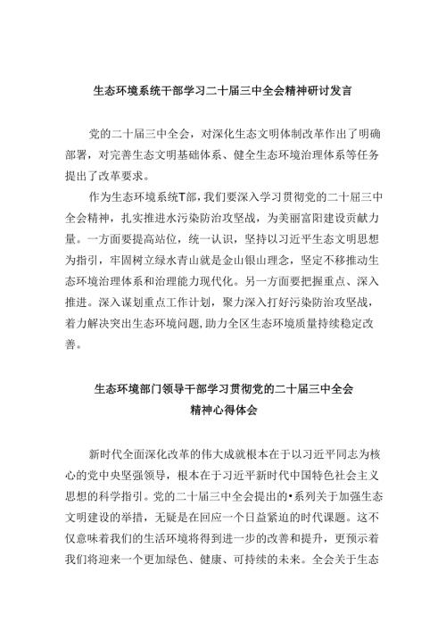 （11篇）生态环境系统干部学习二十三中全会精神研讨发言专题资料.docx