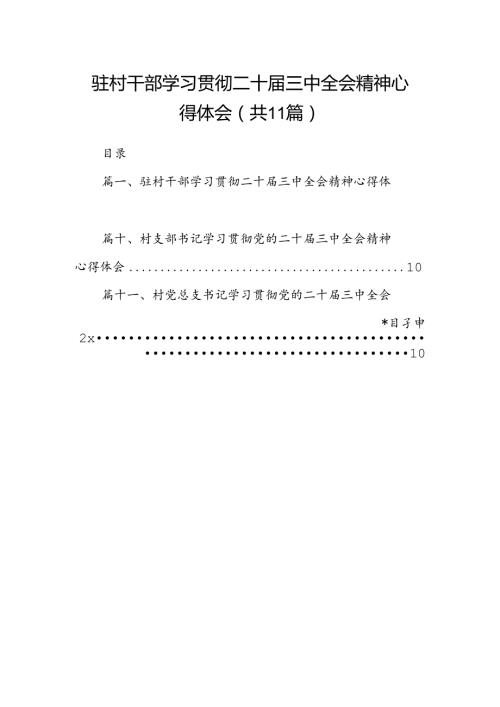 （11篇）驻村干部学习贯彻二十三中全会精神心得体会集合.docx
