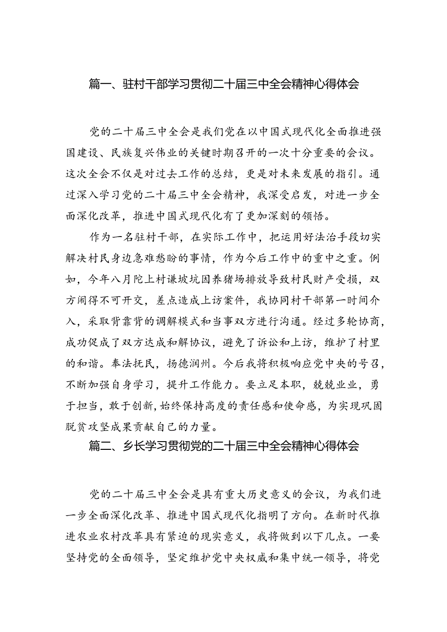 （11篇）驻村干部学习贯彻二十三中全会精神心得体会集合.docx_第2页