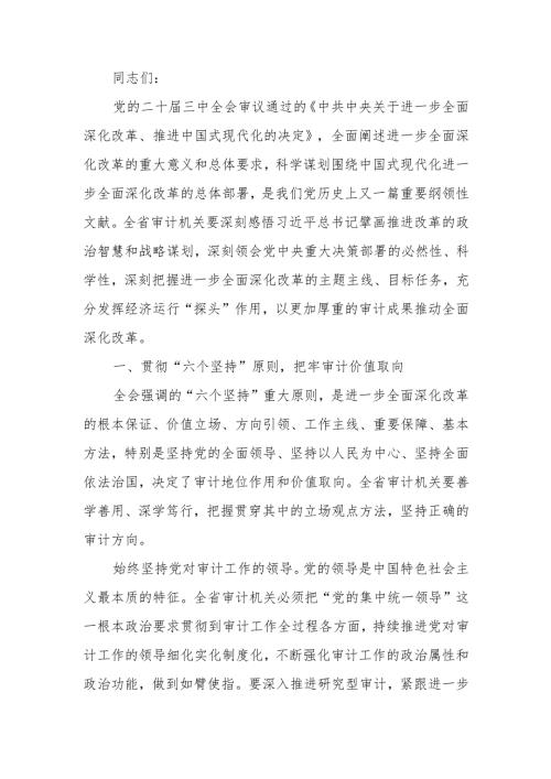 审计系统学习贯彻党的二十三中全会精神宣讲会上的讲稿.docx