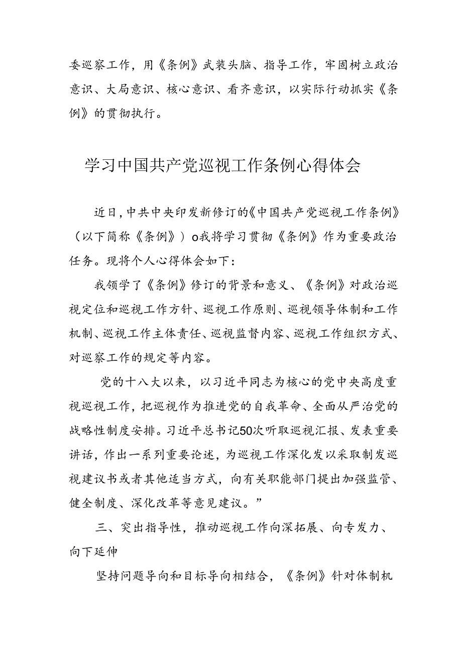 乡镇党员干部学习《中国共产党巡视工作条例》心得体会 （合计7份）.docx_第3页