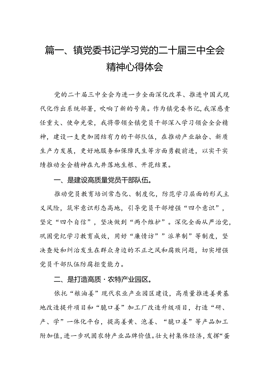 （15篇）镇党委书记学习党的二十三中全会精神心得体会集合.docx_第3页