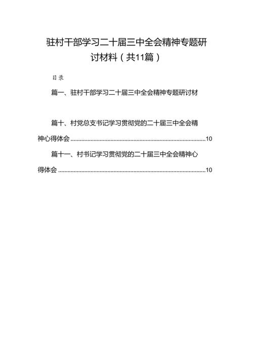 （11篇）驻村干部学习二十三中全会精神专题研讨材料范文.docx
