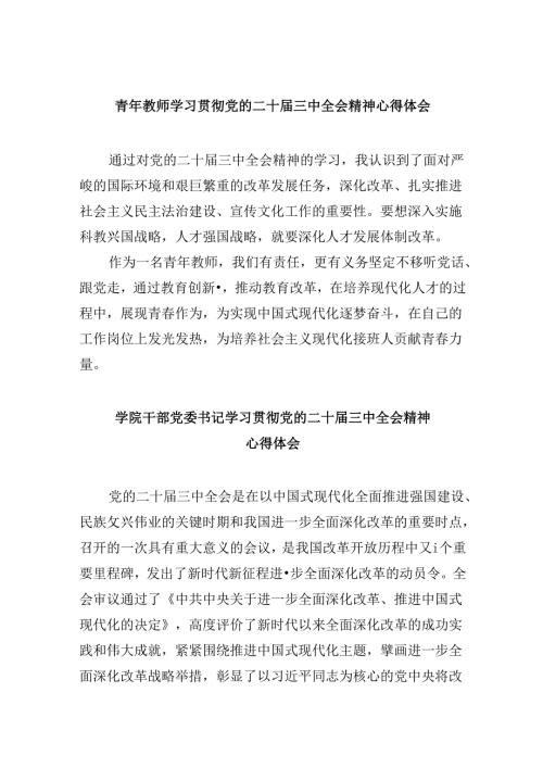 青年教师学习贯彻党的二十三中全会精神心得体会8篇（最新版）.docx