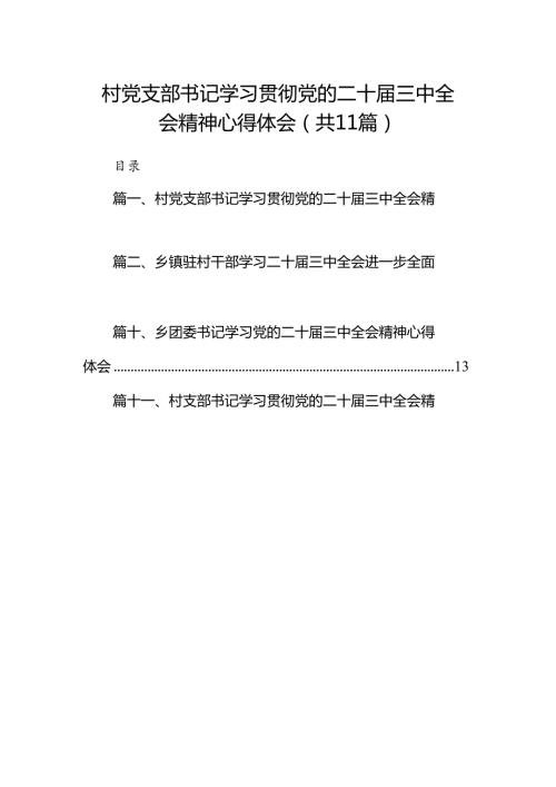 （11篇）村党支部书记学习贯彻党的二十三中全会精神心得体会集合.docx