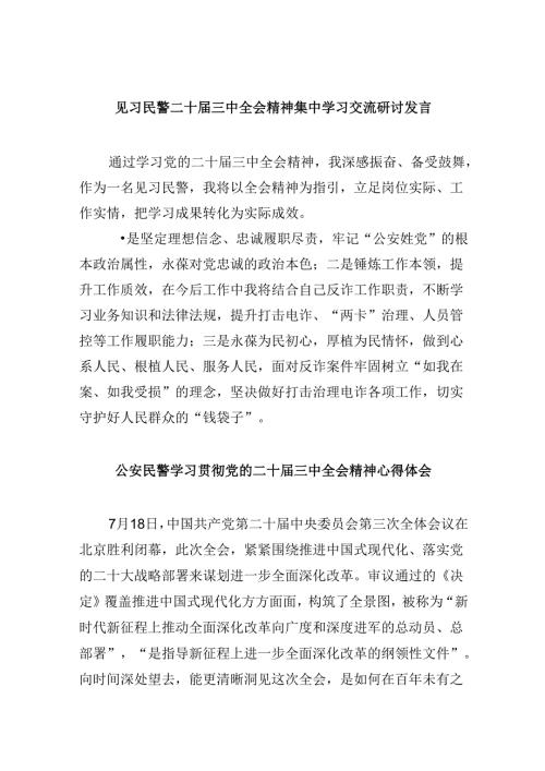 （11篇）见习民警二十三中全会精神集中学习交流研讨发言（详细版）.docx