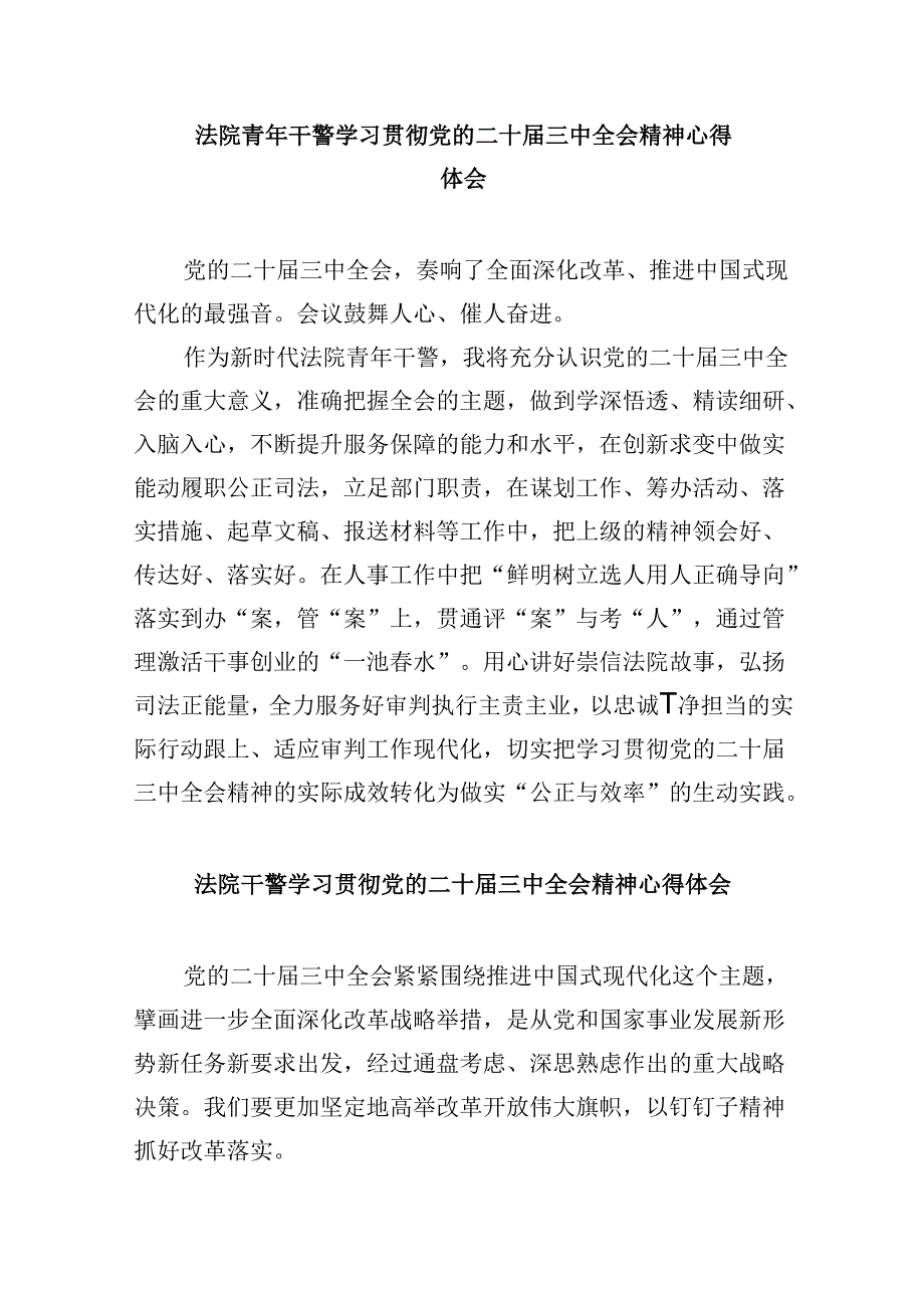 （12篇）法院班子成员学习贯彻党的二十三中全会精神专题研讨交流发言范文.docx_第3页