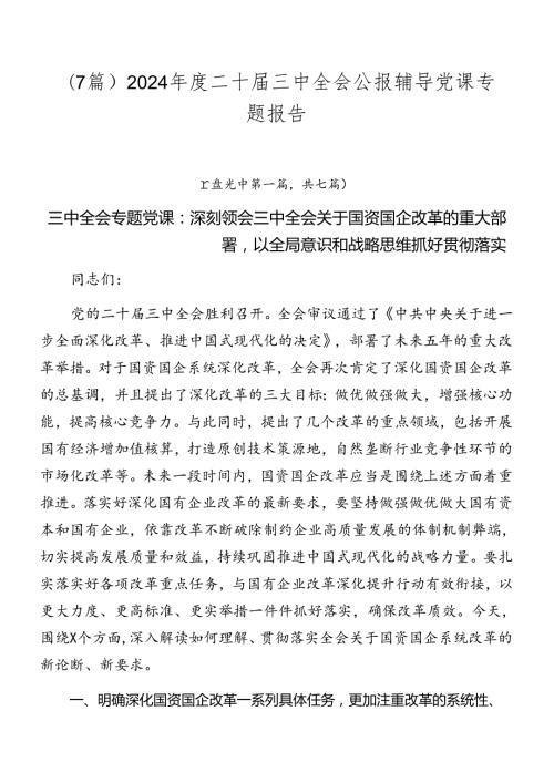 （7篇）2024二十三中全会公报辅导党课专题报告.docx