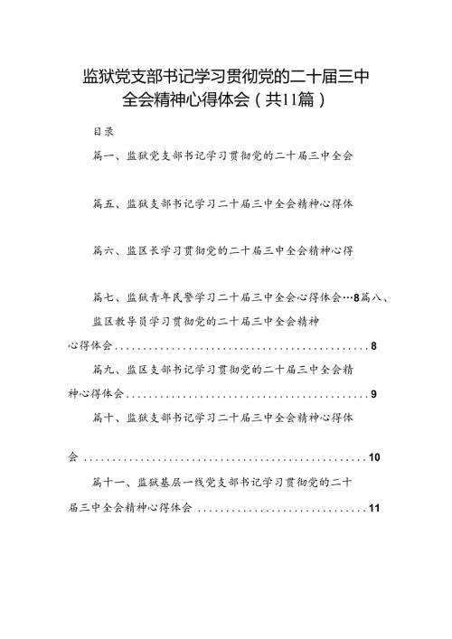 （11篇）监狱党支部书记学习贯彻党的二十三中全会精神心得体会（详细版）.docx
