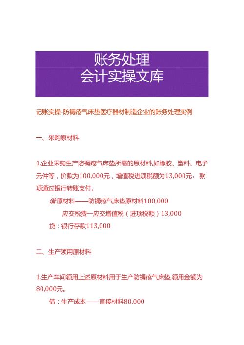 记账实操防褥疮气床垫医疗器材制造企业的账务处理实例.docx
