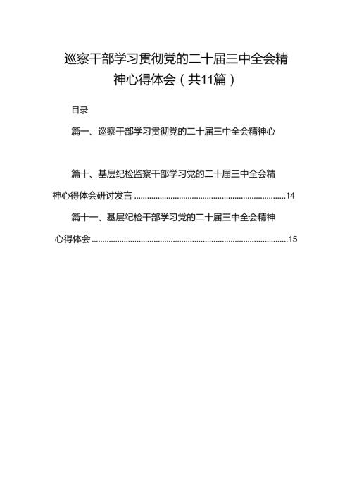 （11篇）巡察干部学习贯彻党的二十三中全会精神心得体会资料汇编.docx
