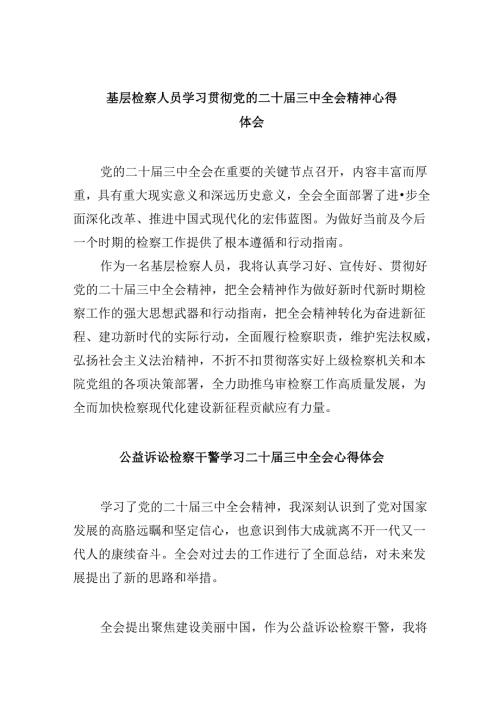 基层检察人员学习贯彻党的二十三中全会精神心得体会8篇（最新版）.docx