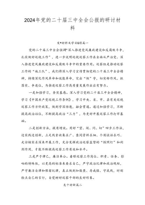 2024年党的二十三中全会公报的研讨材料.docx