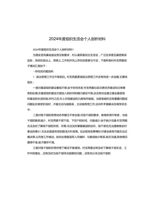 2024组织生活会个人剖析材料.docx