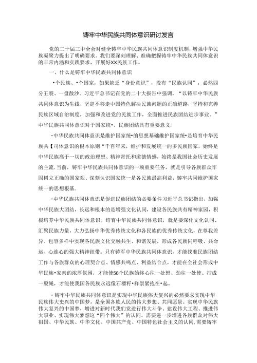 铸牢中华民族共同体意识研讨发言材料.docx