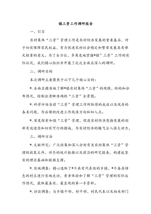 镇三资工作调研报告.docx