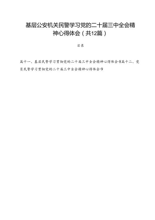 基层公安机关民警学习党的二十三中全会精神心得体会12篇（最新版）.docx