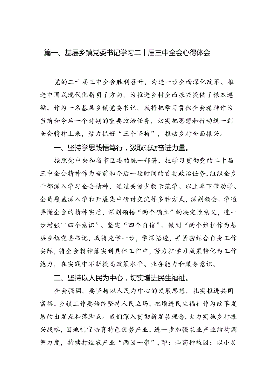 （11篇）基层乡镇党委书记学习二十三中全会心得体会集合.docx_第2页