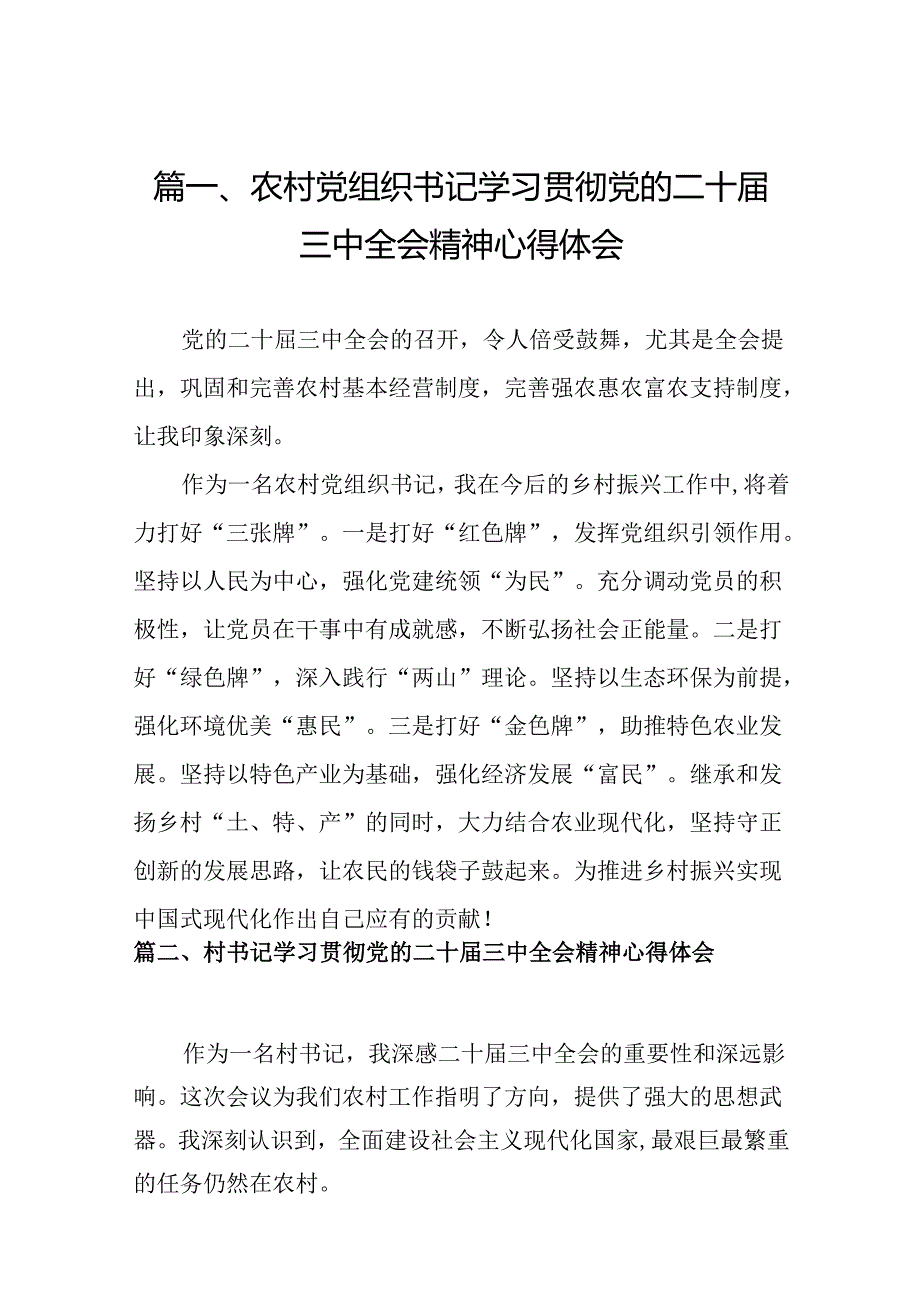 （10篇）农村党组织书记学习贯彻党的二十三中全会精神心得体会（精选）.docx_第2页