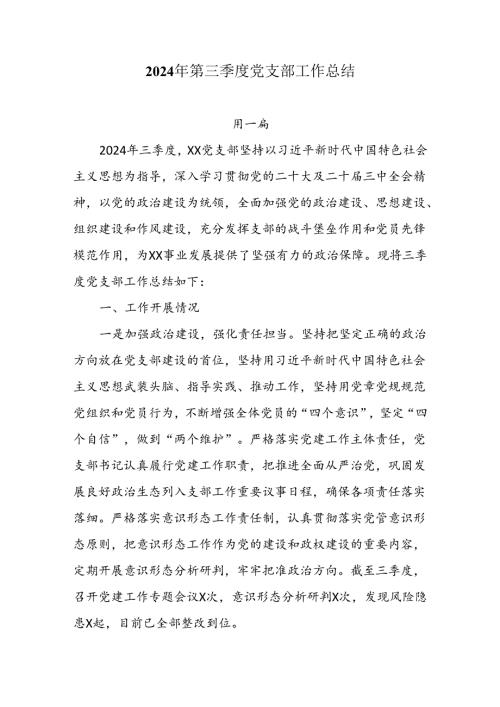 2024年第三季度党支部工作总结两篇.docx