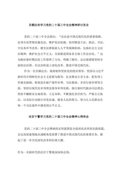 （11篇）员额法官学习党的二十三中全会精神研讨发言（精选）.docx