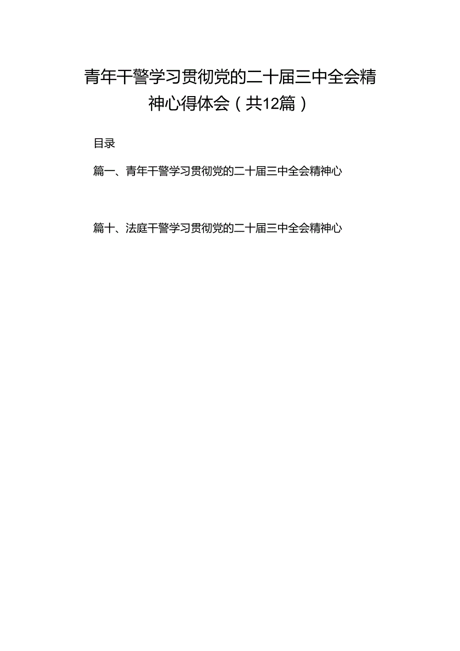 青年干警学习贯彻党的二十三中全会精神心得体会12篇（详细版）.docx_第1页