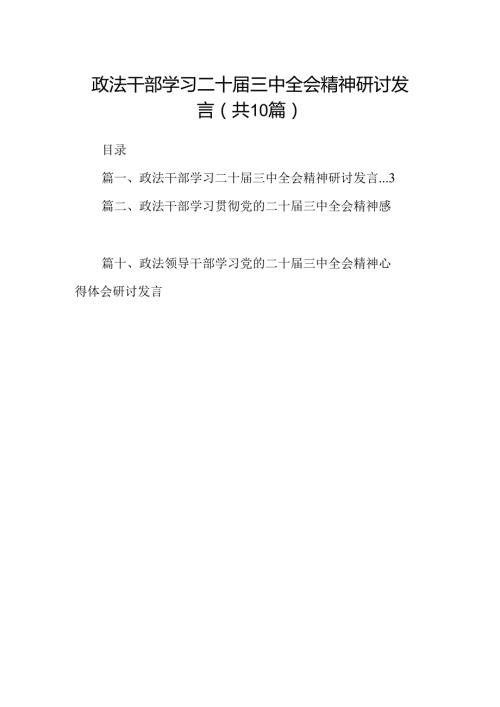 （10篇）政法干部学习二十三中全会精神研讨发言集合.docx