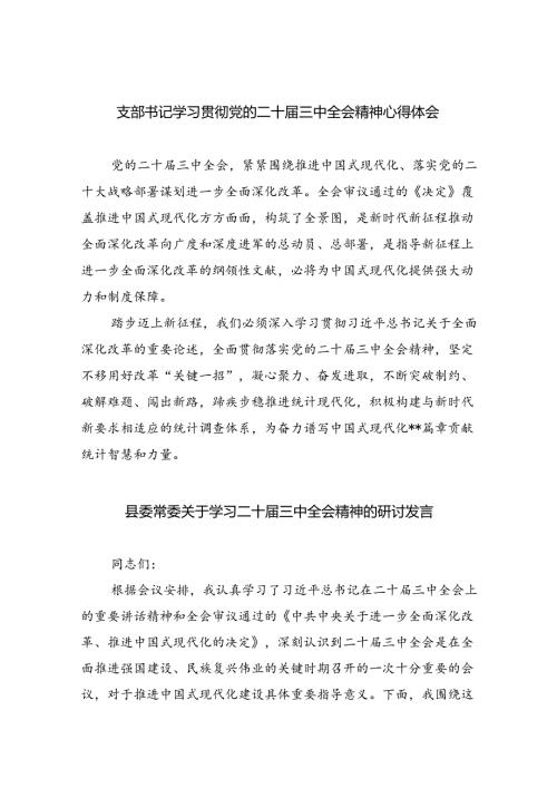 （9篇）支部书记学习贯彻党的二十三中全会精神心得体会合计.docx