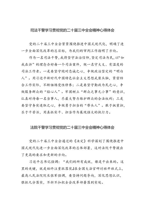 司法干警学习贯彻党的二十三中全会精神心得体会8篇（最新版）.docx
