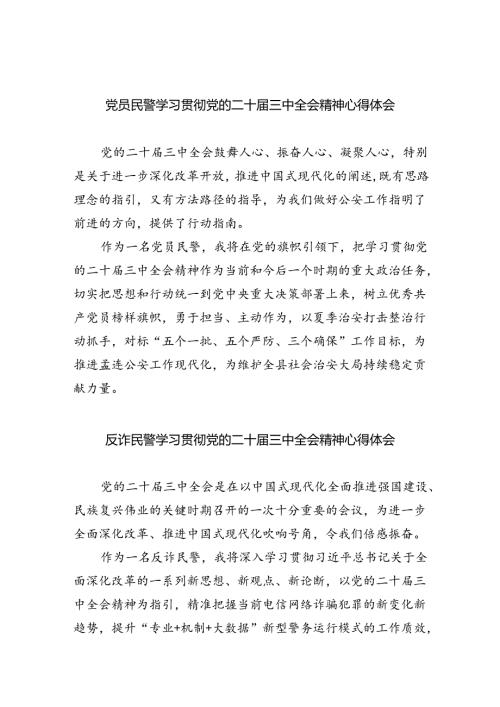 （9篇）党员民警学习贯彻党的二十三中全会精神心得体会范文.docx