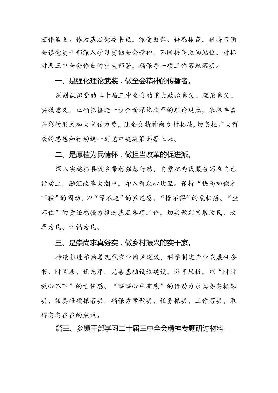 （10篇）镇党委副书记、镇长学习贯彻党的二十三中全会精神心得体会（最新版）.docx_第3页