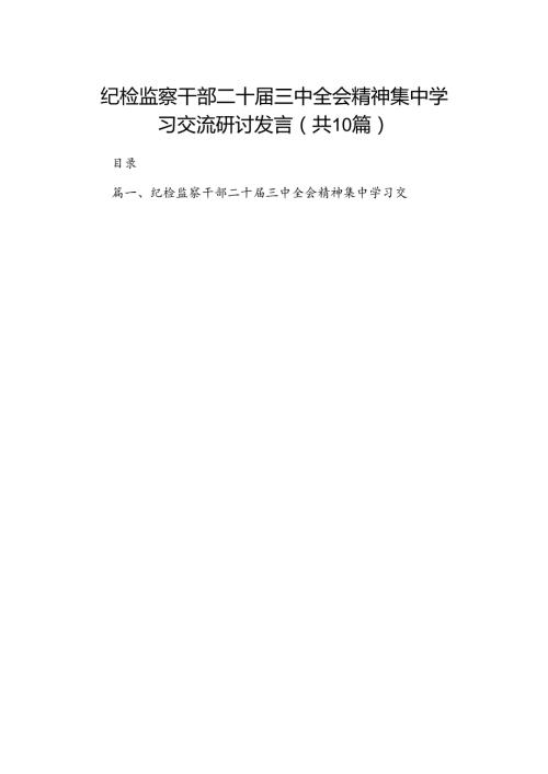 （10篇）纪检监察干部二十三中全会精神集中学习交流研讨发言集锦.docx
