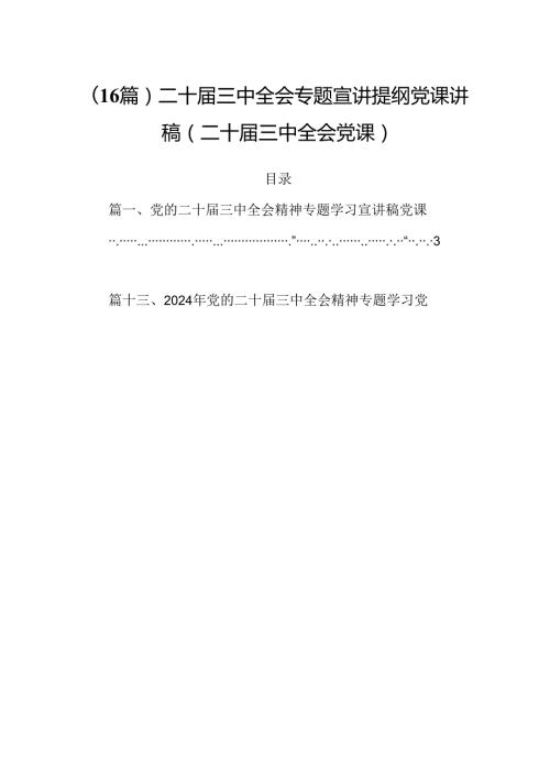 (16篇)二十三中全会专题宣讲提纲党课讲稿(二十三中全会党课）.docx