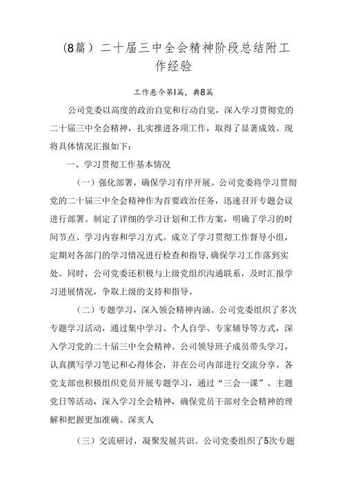 （8篇）二十三中全会精神阶段总结附工作经验.docx