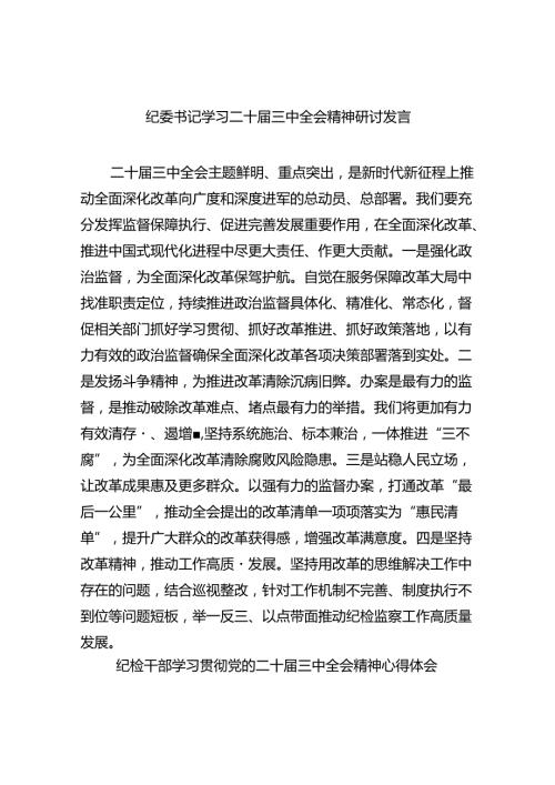 纪委书记学习二十三中全会精神研讨发言（共五篇）.docx