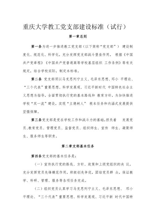 重庆大学教工党支部建设标准（试行）.docx