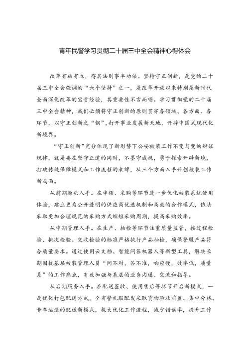 （9篇）青年民警学习贯彻二十三中全会精神心得体会汇编.docx